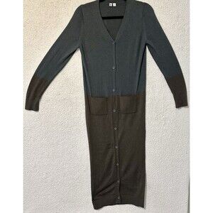 Uniqlo Womens Black 100% Wool Sweater Dress Size XS Long Sleeve Knit Color Block